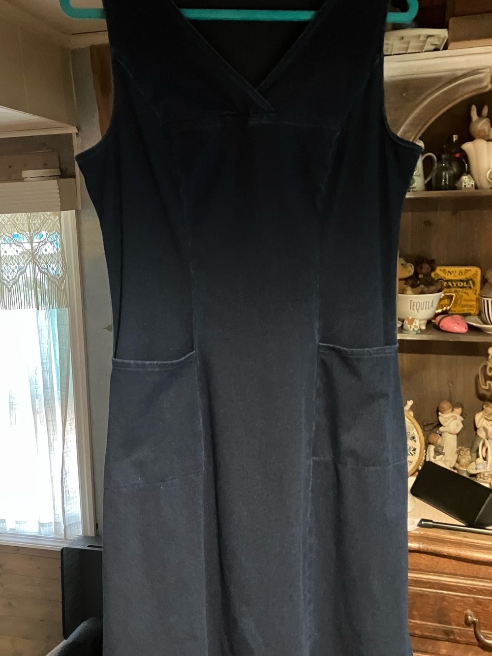 Denim&Co Navy Sleeveless V-Neck A-Line Dress